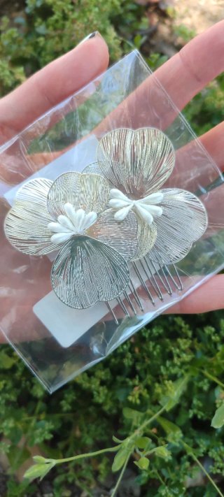 Conjunto Joyería Flor Perla Plata