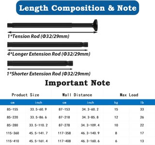 Barra Cortina Extensible Blanca 90-140 cm