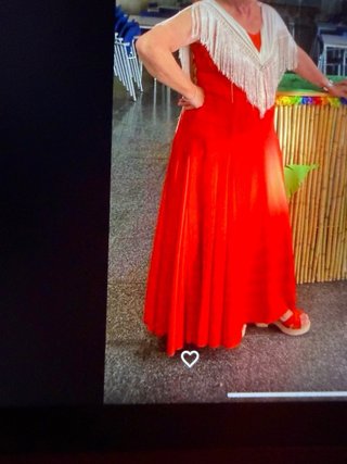 Vestido de Sevillanas Rojo con Encaje Blanco