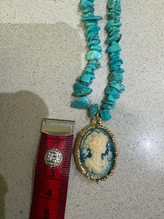 Set gioielli collana + orecchini cammeo azzurro