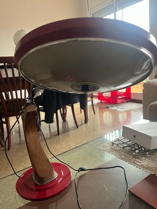 Lámpara Escritorio Vintage Roja Madera