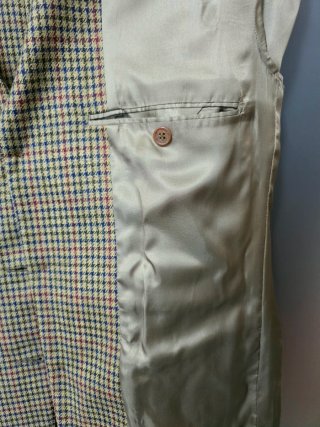 Chaqueta de cuadros beige y multicolor