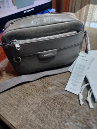 Bandolera Lacoste Gris Nueva