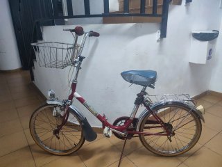 Oferta! Bicicleta Plegable Roja con Cesta
