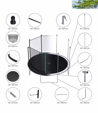 Cama elástica octogonal con red de seguridad