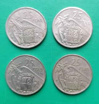 Monedas 25 Pesetas Francisco Franco España