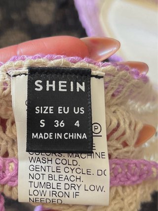 Top Crochet Lila y Blanco Talla S SHEIN