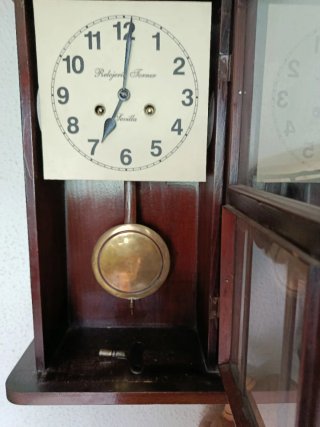 Reloj de Pared Antiguo Madera y Cristal