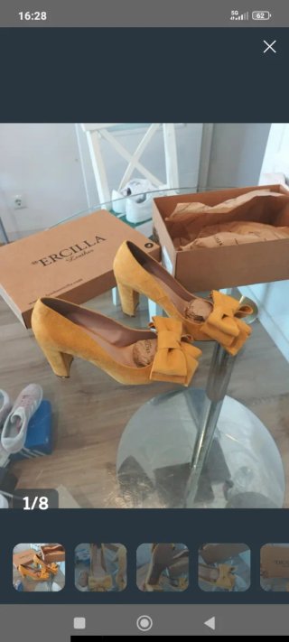 Zapatos de tacón Ercilla amarillos con lazo
