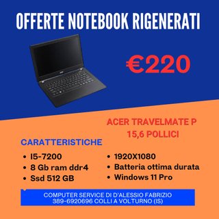 Acer Travelmate P rigenerato - 15,6 Pollici I5