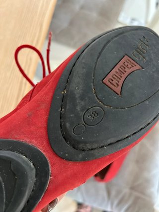 Camper Tabi Red Suede Laced Boots