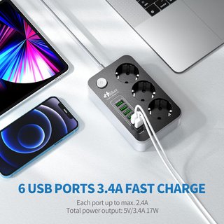Hulker regleta extensión con puertos USB