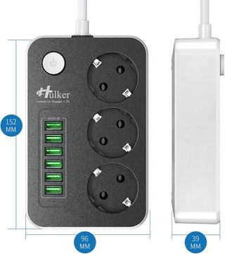 Hulker regleta extensión con puertos USB