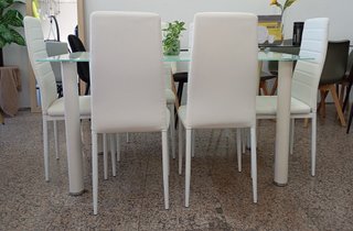 Mesa Comedor + "6 Sillas Blancas". ¡ECONÓMICA!