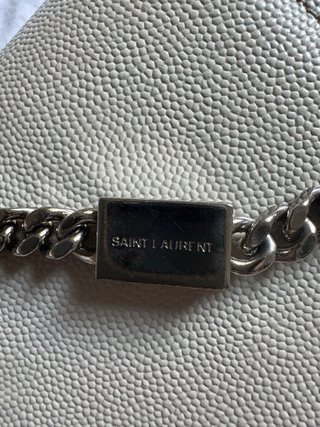 Bolso Saint Laurent Beige Cadena Plata