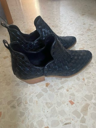 Botines negros tejidos mujer