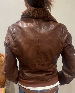 Cazadora aviador cuero marrón HILFIGER