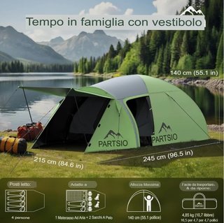Tenda campeggio PARTSIO 4 persone e 4 Stagioni