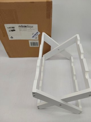 Relaxdays, 22 x 36 x 20 cm Botellero Vino 6 Botellas Plegable en Forma de X, Bambú, Blanco