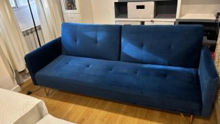 Sofá Cama Azul Terciopelo