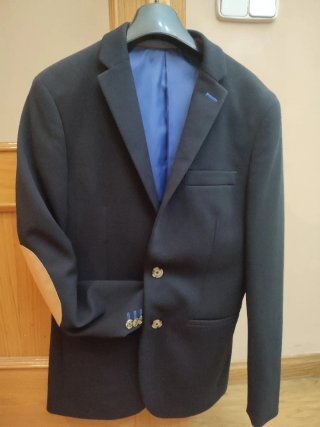 Chaqueta traje azul marino con coderas