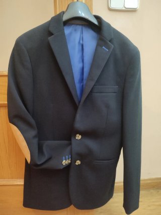 Chaqueta traje azul marino con coderas