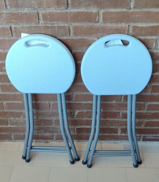 2 Taburetes Plegables Metal y Plástico