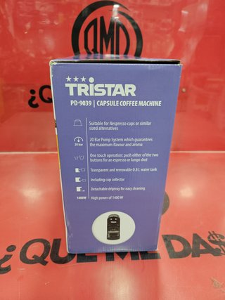 Cafetera de Cápsulas Tristar Mod: PD 9039, Nueva.