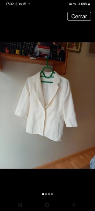 Chaqueta Zara Lino Manga Tres Cuartos Beige