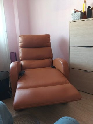 Sofá Masaje Cuero Sintético Marrón