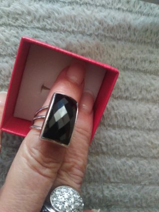 Anillo Plata Auténtica Piedra Negra