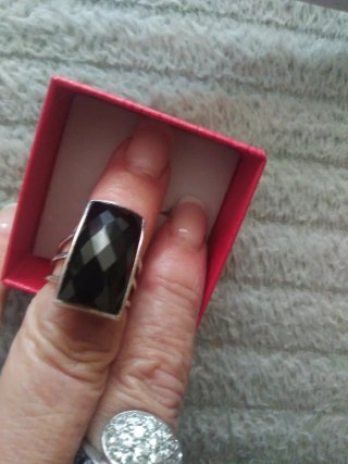 Anillo Plata Auténtica Piedra Negra