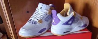 Zapatillas Jordan 4 Retro Morado, Blanco, Amarillo