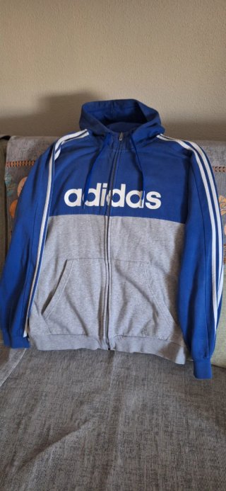 Sudadera Adidas Azul y Gris con Cremallera