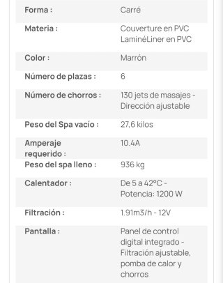 Jacuzzi hinchable 6 personas