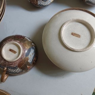 Juego de café porcelana Satsuma antigua épica meji