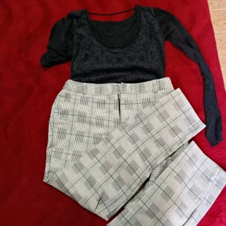 Conjunto Stradivarius Top Encaje y Pantalón