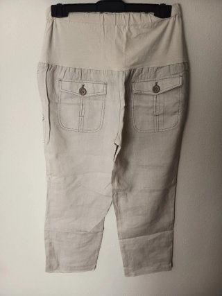 Pantalones Lino Cintura Goma Beige