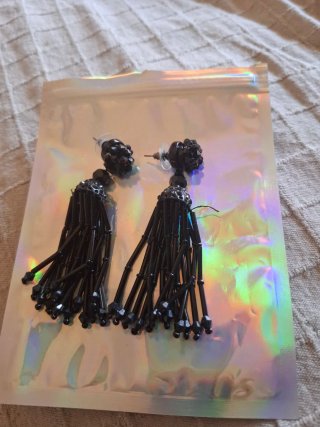 Pendientes largos piedras negras.Nuevo.Eventos.