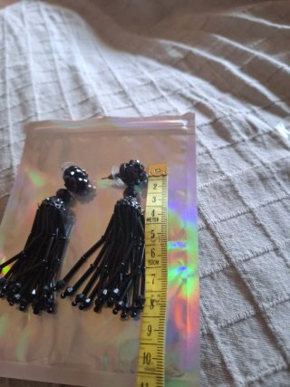 Pendientes largos piedras negras.Nuevo.Eventos.