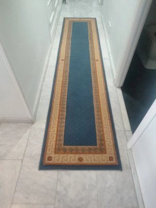 Tappeto da corridoio blu e beige