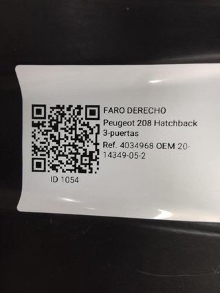 Peugeot 20-14349-05-2 faro derecho 208 1054