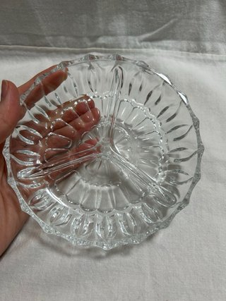 Plato cristal aperitivo 3 compartimentos vintage