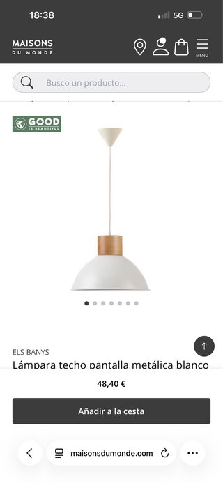 Lámpara colgante campana madera y metal