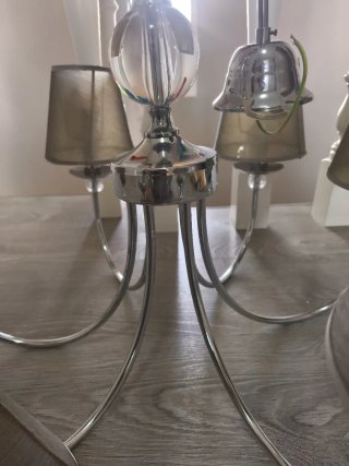 Lámpara de techo de tela y cristal