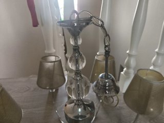 Lámpara de techo de tela y cristal