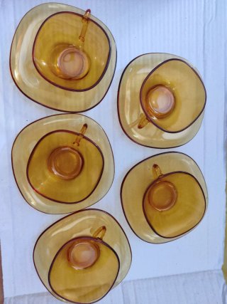 Set di 5 tazze da caffè in cristallo ambra