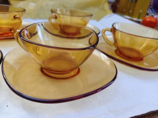 Set di 5 tazze da caffè in cristallo ambra