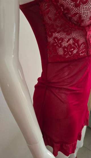 Conjunto lencería rojo encaje