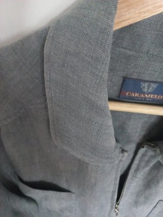 Chaqueta Caramelo Lino Gris